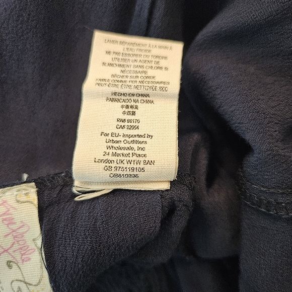 Free People Eileen Lace Details Wide Leg Jumpsuit Size 0 Navy Lightweight - Picture 6 of 6